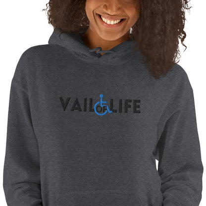 Vail of Life Embroidered Unisex Hoodie | Black Text