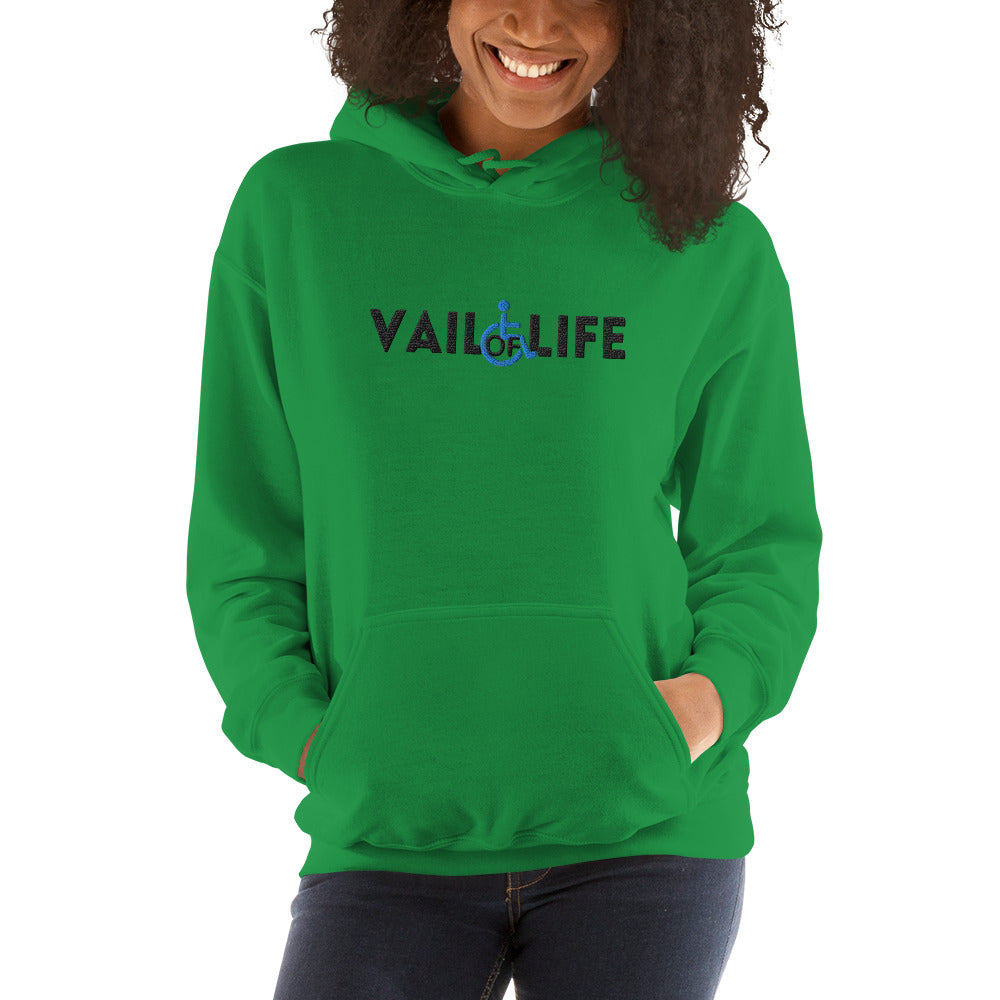 Vail of Life Embroidered Unisex Hoodie | Black Text