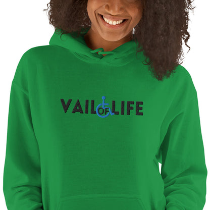 Vail of Life Embroidered Unisex Hoodie | Black Text