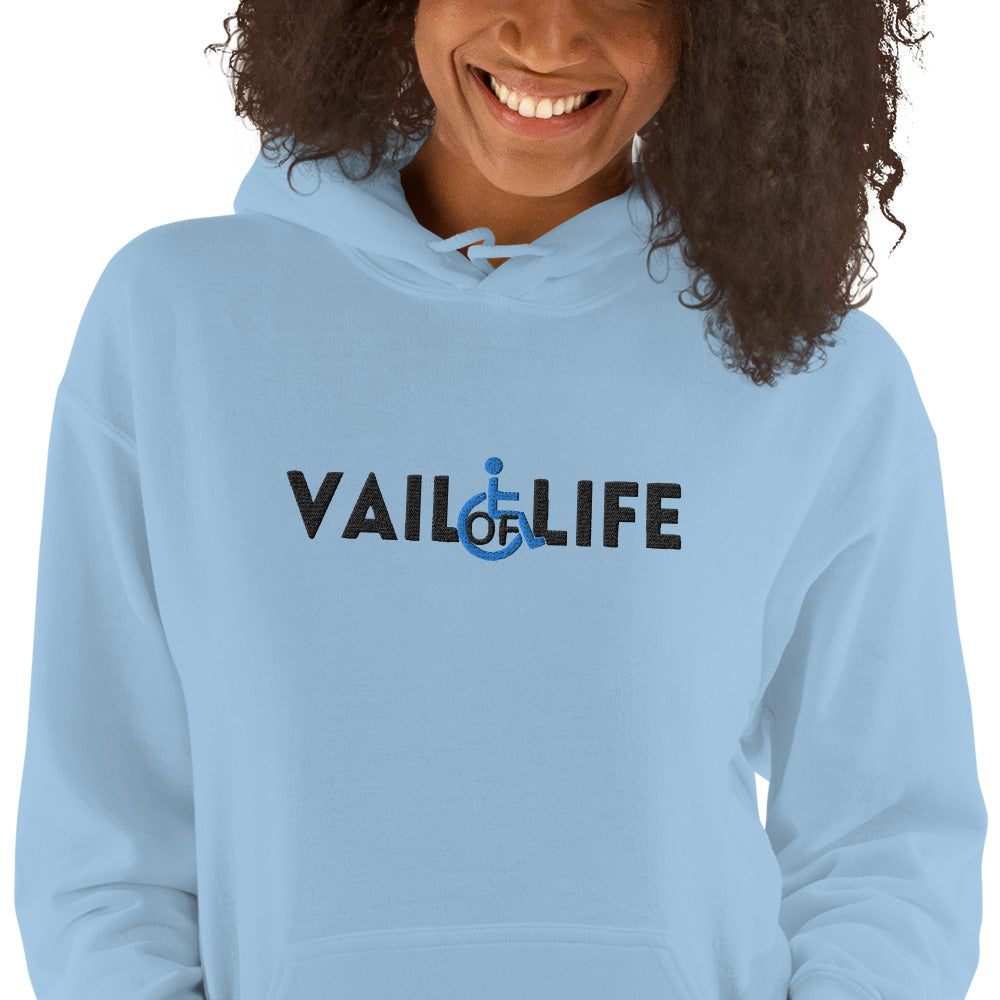 Vail of Life Embroidered Unisex Hoodie | Black Text