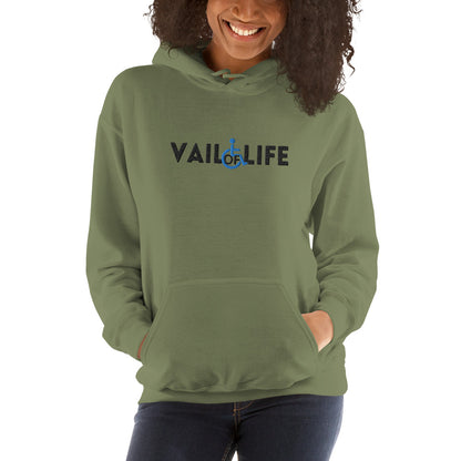 Vail of Life Embroidered Unisex Hoodie | Black Text