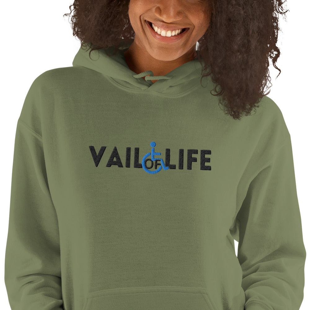 Vail of Life Embroidered Unisex Hoodie | Black Text