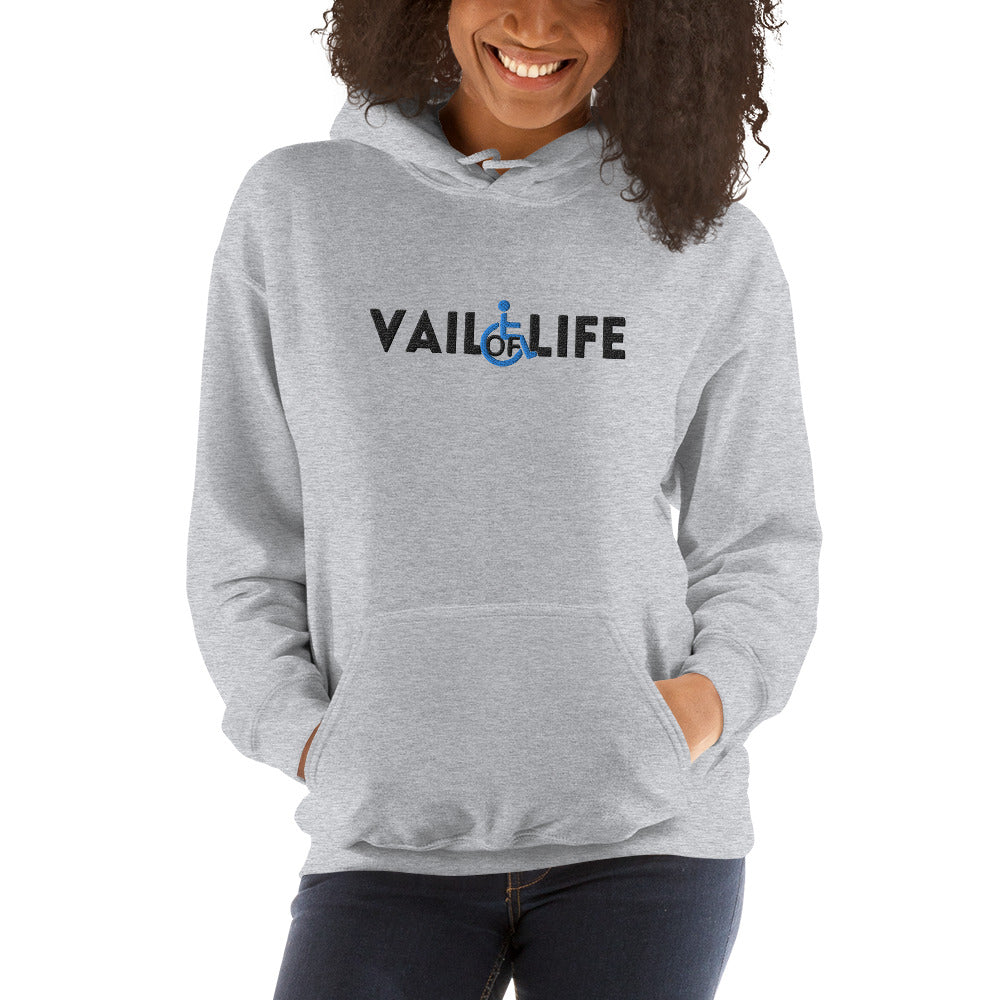 Vail of Life Embroidered Unisex Hoodie | Black Text