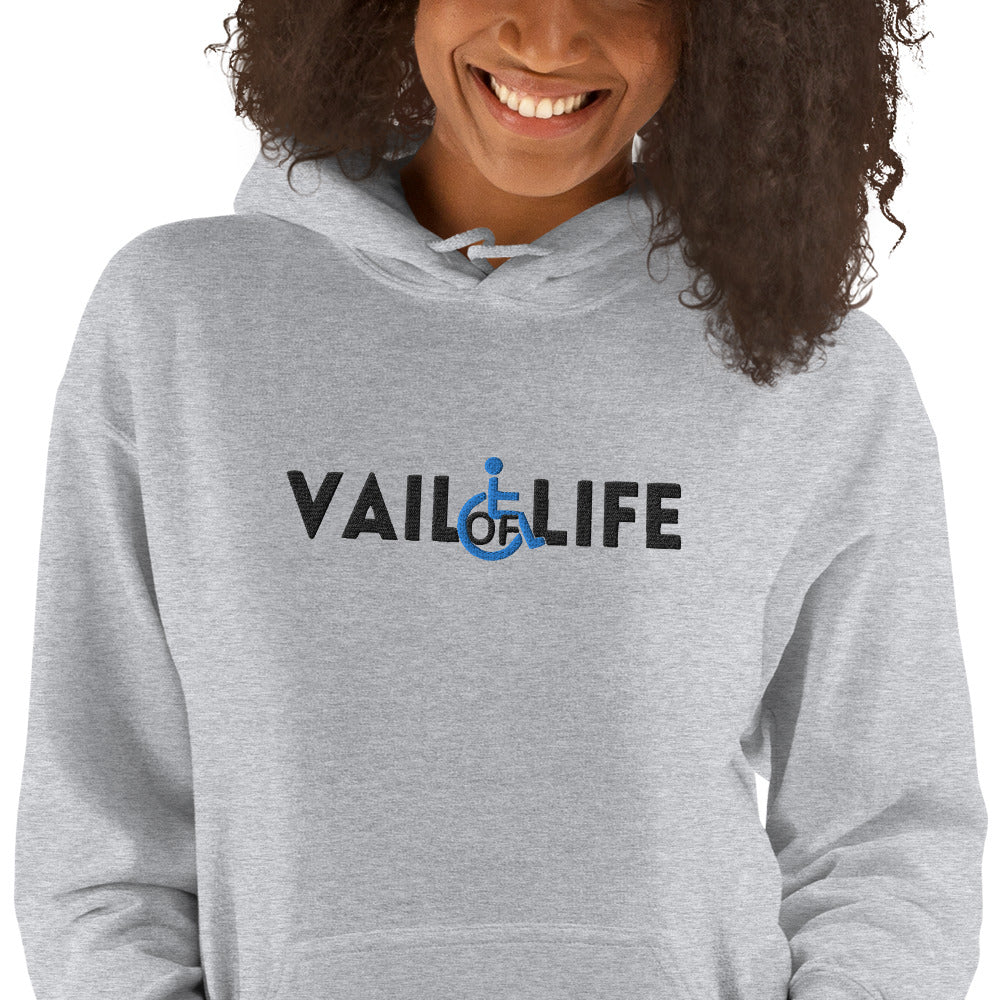 Vail of Life Embroidered Unisex Hoodie | Black Text