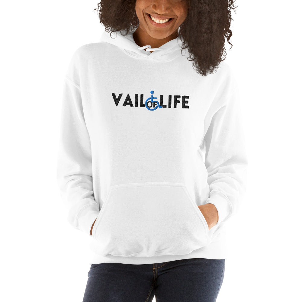 Vail of Life Embroidered Unisex Hoodie | Black Text